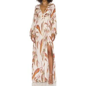Andrea Iyamah Neema Eucalyptus Print Long Maxi Gown Dress Small/Medium